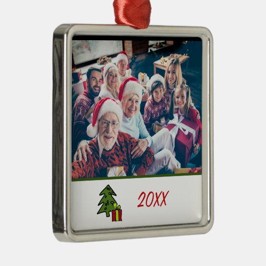 カスタムフェスティバルの2面家族写真クリスマス メタルオーナメント (右)