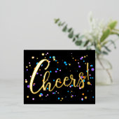 カスタムフェスティバルカラフル金ゴールド花火紙吹雪 箔シーズンポストカード (立ち正面)