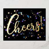 カスタムフェスティバルカラフル金ゴールド花火紙吹雪 箔シーズンポストカード (正面)