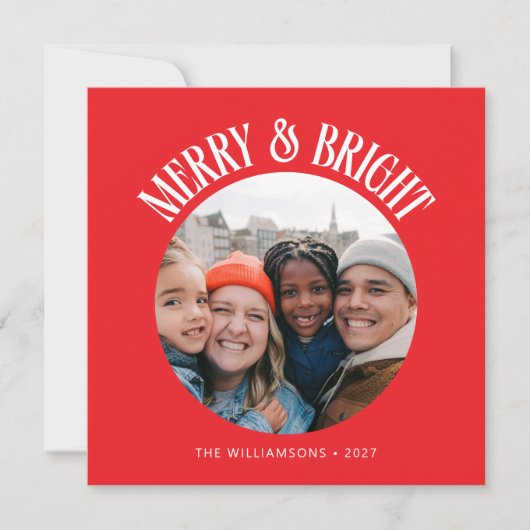カスタムフェスティバルレッド2ファミリーフォトクリスマス シーズンカード (正面)