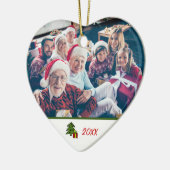 カスタムフェスティバル両面ファミリーフォトクリスマスクリスマス セラミックオーナメント (左)