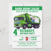 カスタムフォトごみトラック誕生日パーティー 招待状 (正面)