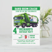 カスタムフォトごみトラック誕生日パーティー 招待状 (スタンド正面)