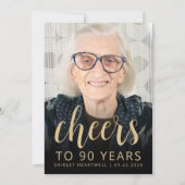 カスタムフォトで乾杯 90歳の誕生日パーティー 招待状 (正面)