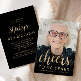 カスタムフォトで「乾杯！」90歳の誕生日パーティー 招待状