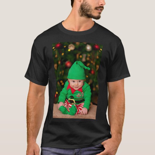 カスタムフォトとテキスト クリスマス Tシャツ (正面)