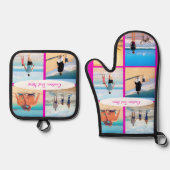 カスタムフォトのコラージュと文字のパーソナライズされた使用 鍋つかみ&鍋敷きセット (正面)