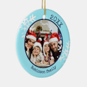 カスタムフォトアクアブルースノーフレークサークルオーナメント セラミックオーナメント (右)