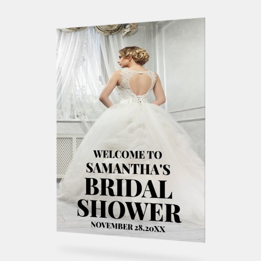 カスタムフォトアクリルブライダルシャワーウェルカムサイン アクリルサイン (傾斜)