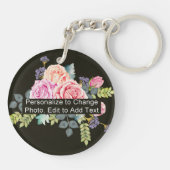 カスタムフォトアートネームモノグラム引用文アクリルラウンド キーホルダー (裏面)