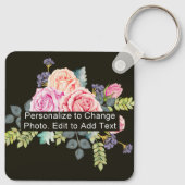 カスタムフォトアートネームモノグラム引用文アルムスクエア キーホルダー (裏面)