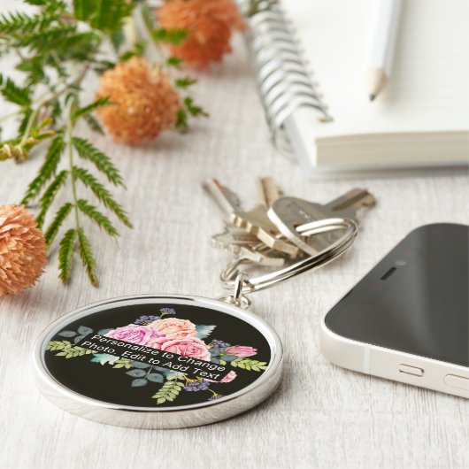 カスタムフォトアートネームモノグラム引用文ラージプレミアム キーホルダー (側面)