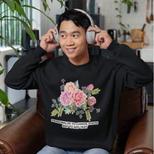 カスタムフォトアートワークのパーソナライズ引用文濃色 スウェットシャツ