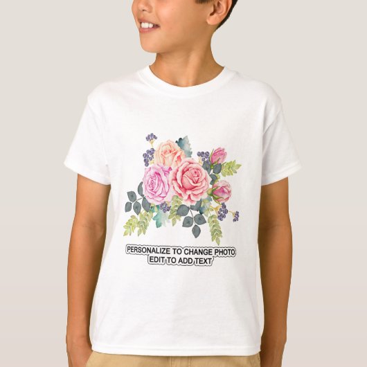 カスタムフォトアートワークのパーソナライズ文字スローガンの子供 Tシャツ (正面)