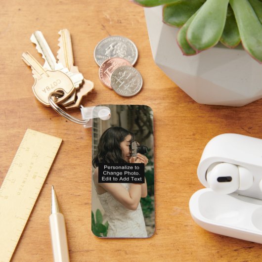 カスタムフォトアート名モノグラム引用文アルミRec キーホルダー (デスク)