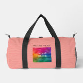 カスタムフォトイメージの追加文字ピーチカラーストライプの ダッフルバッグ (正面)