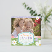 カスタムフォトイースターのカード花と水玉模様 シーズンカード (スタンド正面)