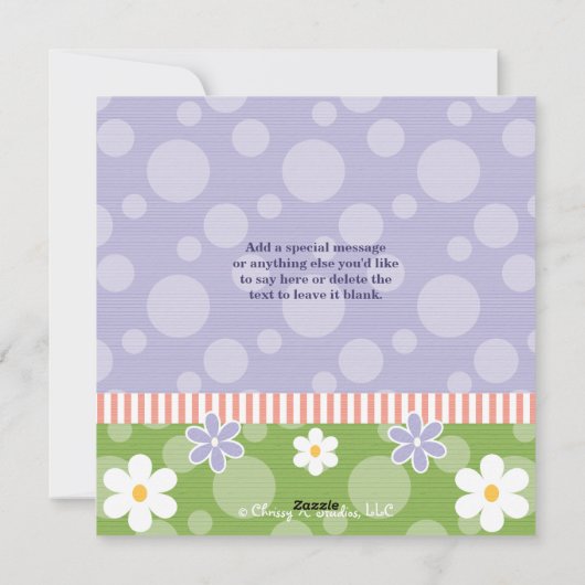 カスタムフォトイースターのカード花と水玉模様 シーズンカード (裏面)