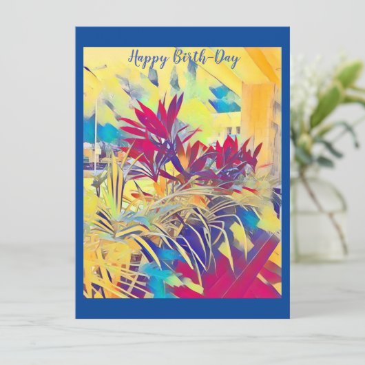 カスタムフォトウォーターカラーガーデン灌木誕生日カード シーズンカード (スタンド正面)