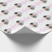 カスタムフォトウォーターカラーマーメイドクラウン誕生日 ラッピングペーパー (角)