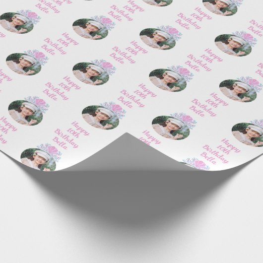 カスタムフォトウォーターカラーマーメイドクラウン誕生日 ラッピングペーパー (角)