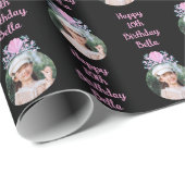 カスタムフォトウォーターカラーマーメイドクラウン誕生日 ラッピングペーパー (ロールコーナー)