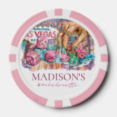 カスタムフォトウォーターカラーラスベガスバチェロレッテ ポーカーチップ (正面)