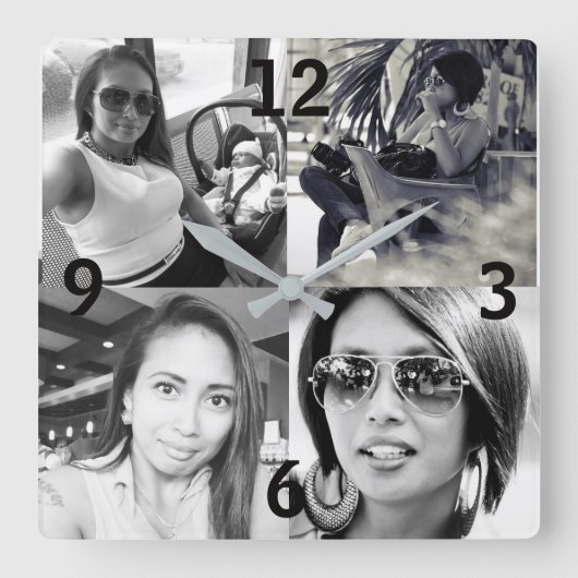 カスタムフォトウォール時計 スクエア壁時計 (正面)