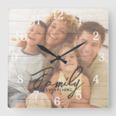 カスタムフォトウッドのテクスチャオーバーレイファミリ引用文 スクエア壁時計 (正面)