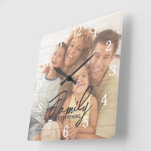 カスタムフォトウッドのテクスチャオーバーレイファミリ引用文 スクエア壁時計 (傾斜)