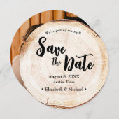 カスタムフォトウッドスライス素朴結婚のユニークs 招待状 (正面/裏面)