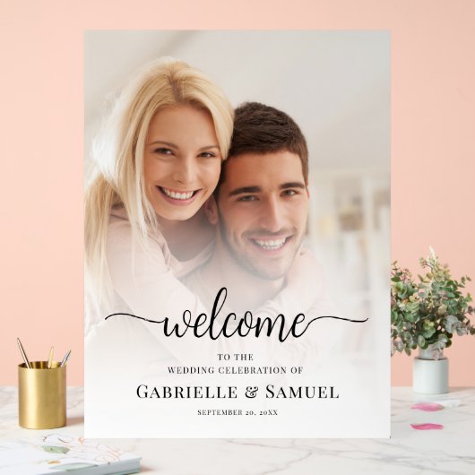 カスタムフォトエレガントなウェディングウェルカム アクリルサイン (ウェディング)