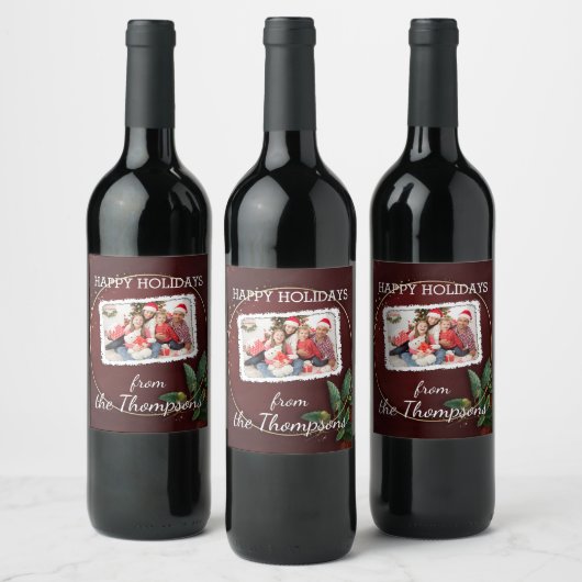 カスタムフォトオン金ゴールドフェイク紙吹雪パターン ワインラベル (ボトル)