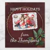 カスタムフォトオン金ゴールドフェイク紙吹雪パターン ワインラベル (シングルラベル)