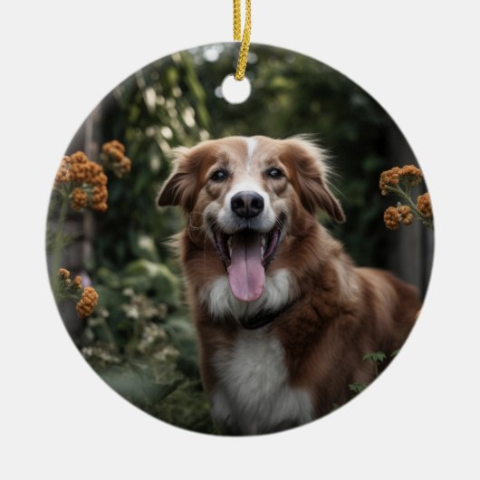 カスタムフォトオーナメントポープリントとハートフレーム セラミックオーナメント (正面)