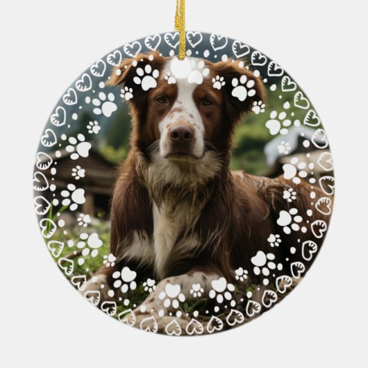 カスタムフォトオーナメントポープリントとハートフレーム セラミックオーナメント (裏面)