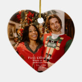 カスタムフォトオーナメント、初めてのクリスマスハート図形 セラミックオーナメント (裏面)