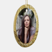 カスタムフォトオーバルゴールドフォイル効果クリスマス セラミックオーナメント (右)