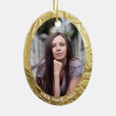 カスタムフォトオーバルゴールドフォイル効果クリスマス セラミックオーナメント (裏面)