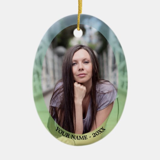 カスタムフォトオーバルパステルフレームクリスマスオーナメント セラミックオーナメント (正面)