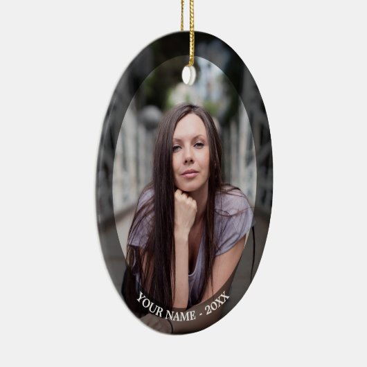 カスタムフォトオーバルブラックフレームクリスマスオーナメント セラミックオーナメント (右)