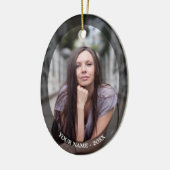 カスタムフォトオーバルブラックフレームクリスマスオーナメント セラミックオーナメント (左)