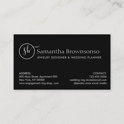 カスタムフォトオーバーレイウェディングプランナージュエリーリングや輪 名刺 (正面)