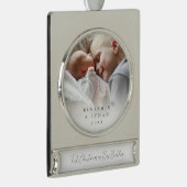 カスタムフォトオーバーレイ1stクリスマスビッグブラザー シルバープレートバナーオーナメント (右)