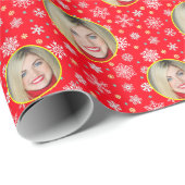 カスタムフォトカスタムロゴスノーフレークレッドフェスティバル ラッピングペーパー (ロールコーナー)