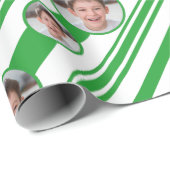 カスタムフォトカスタムロゴ緑と白のストライプ ラッピングペーパー (ロールコーナー)