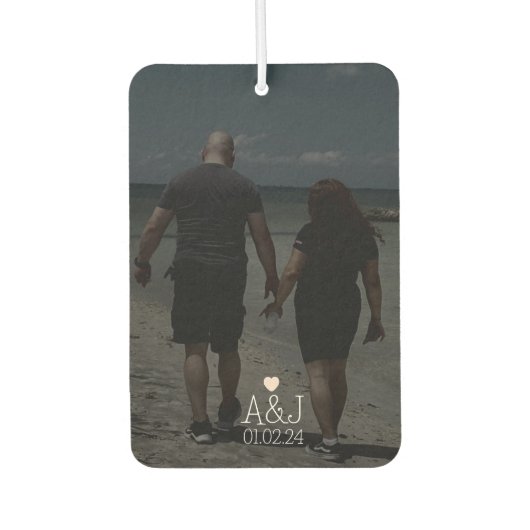 カスタムフォトカップル記念イニシャル車 カーエアーフレッシュナー (正面)