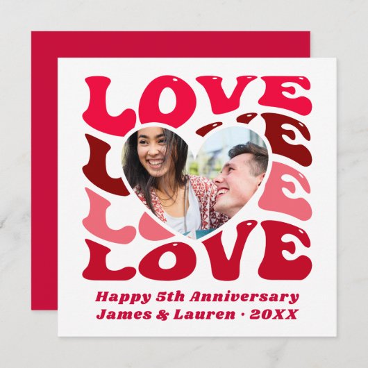 カスタムフォトカップル記念日 カード (正面/裏面)