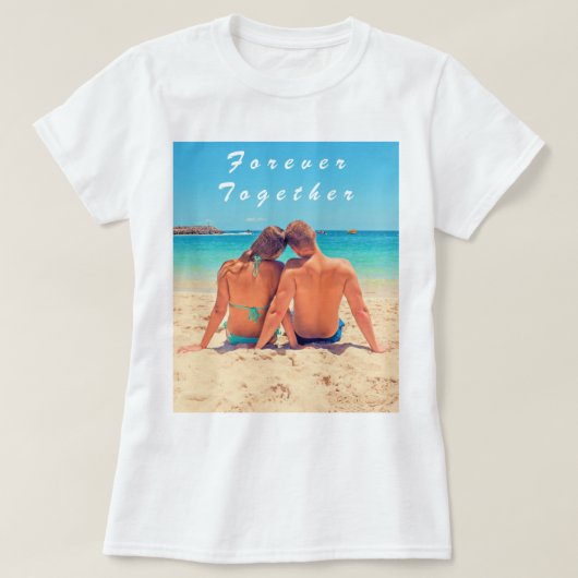 カスタムフォトカップルTシャツ文字Forever Together Tシャツ (デザイン正面)