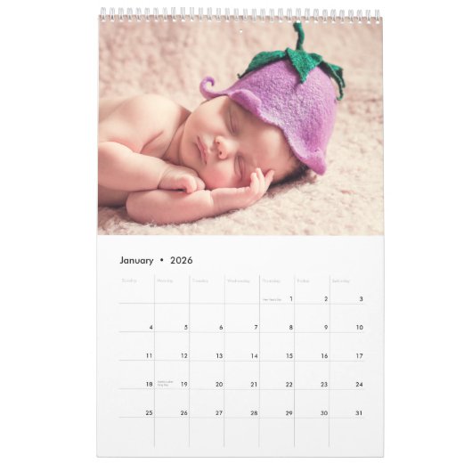 カスタムフォトカパーソナライズされたレンダー カレンダー (1月 2026)